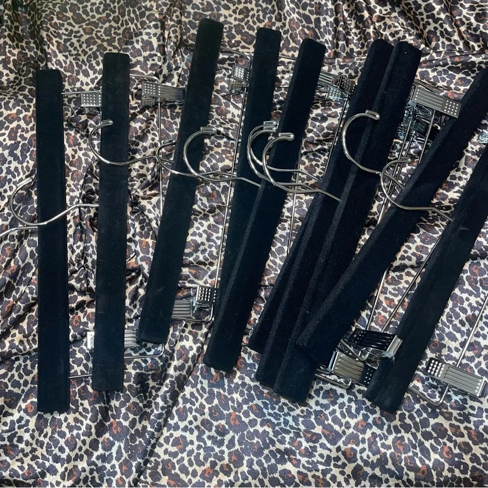 10 Crushed Velvet Black and Silver Pant Hangers